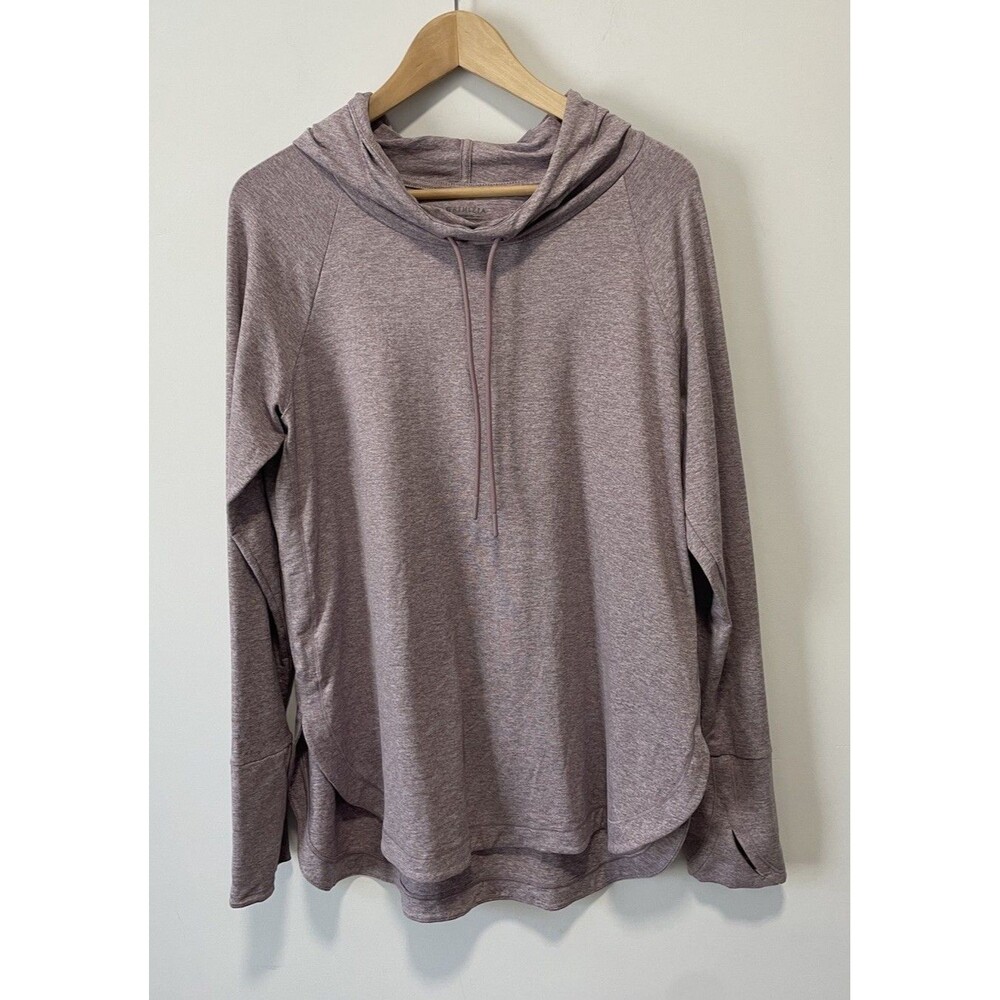 Athleta Uptempo Hoodie Sweatshirt Purple Heather Activewear Large Outdoor Walk